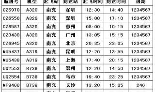 南充机场航班时刻表